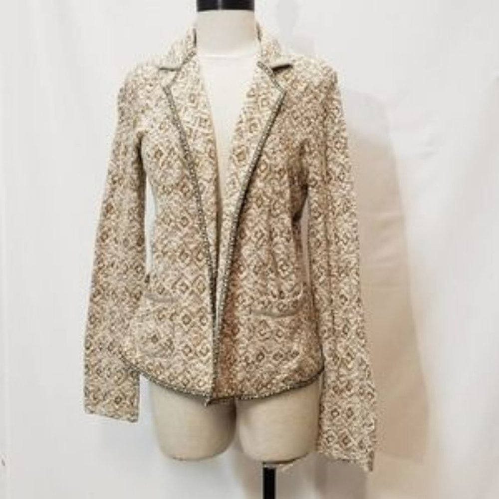 Anthropologie Saturday Sunday Cream Gold Blazer